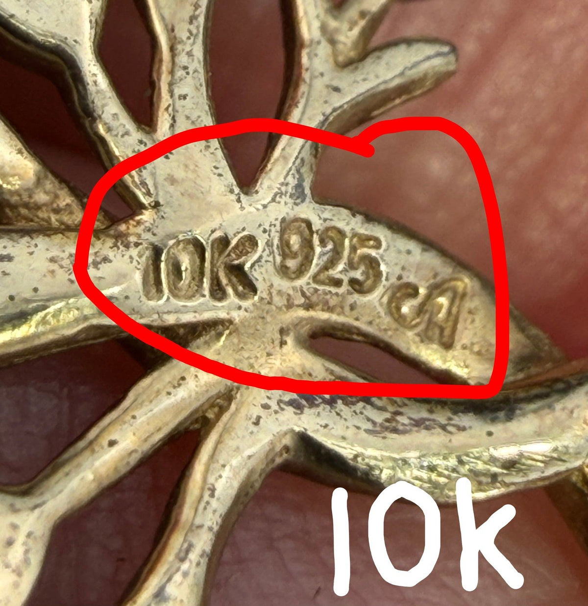 10k Gold + 925 Silver Rooted Tree w Diamond Leaves Circle Pendant