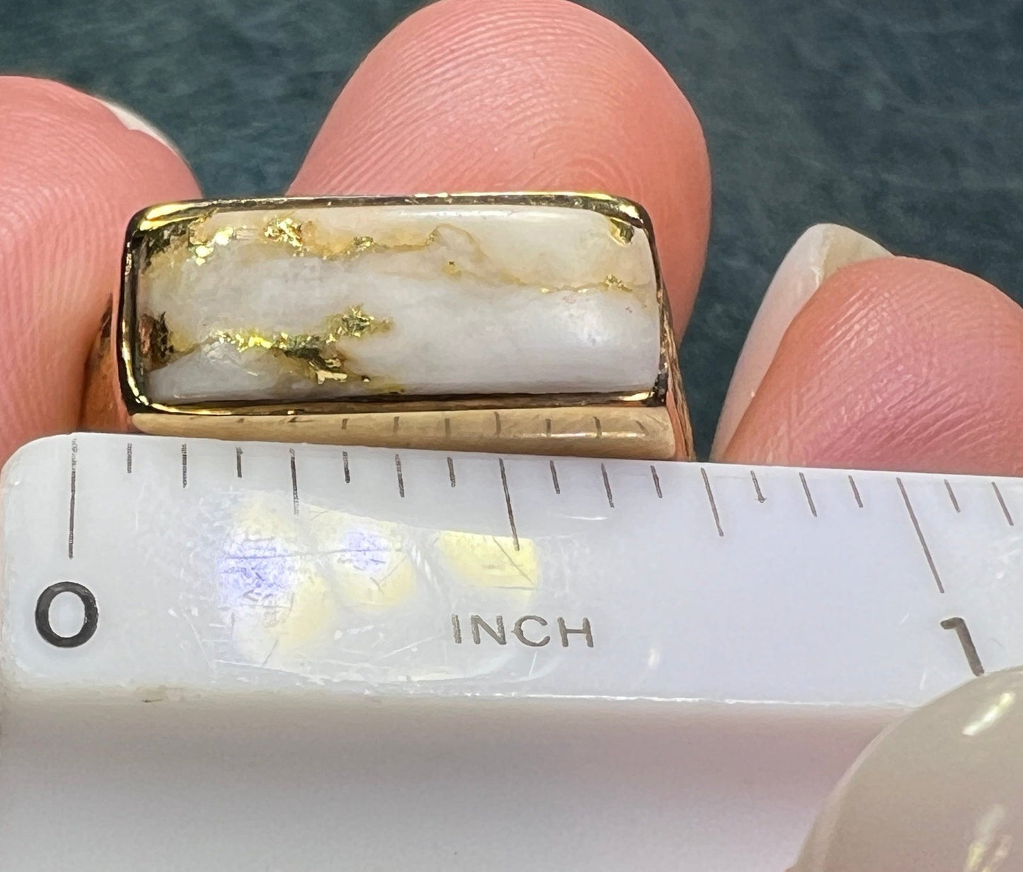 10k Gold Alaskan Gold-in-Quartz Diamond 24k Nugget Ring *Video*