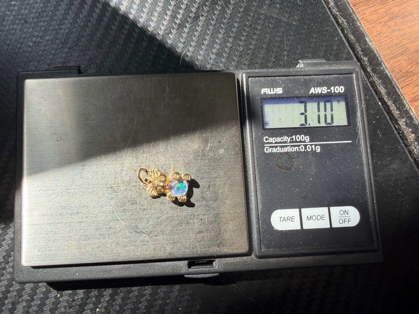 10k Gold Australian Black Opal Triplet KOALA BEAR Pendant *Video*