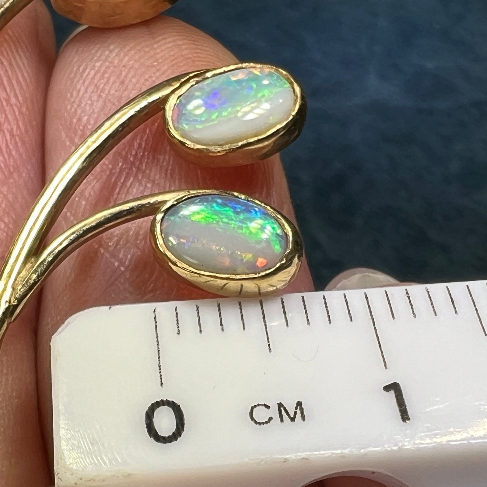 10k Gold Australian Opal Flower Bud Stem Pendant. 2.5" **Video**