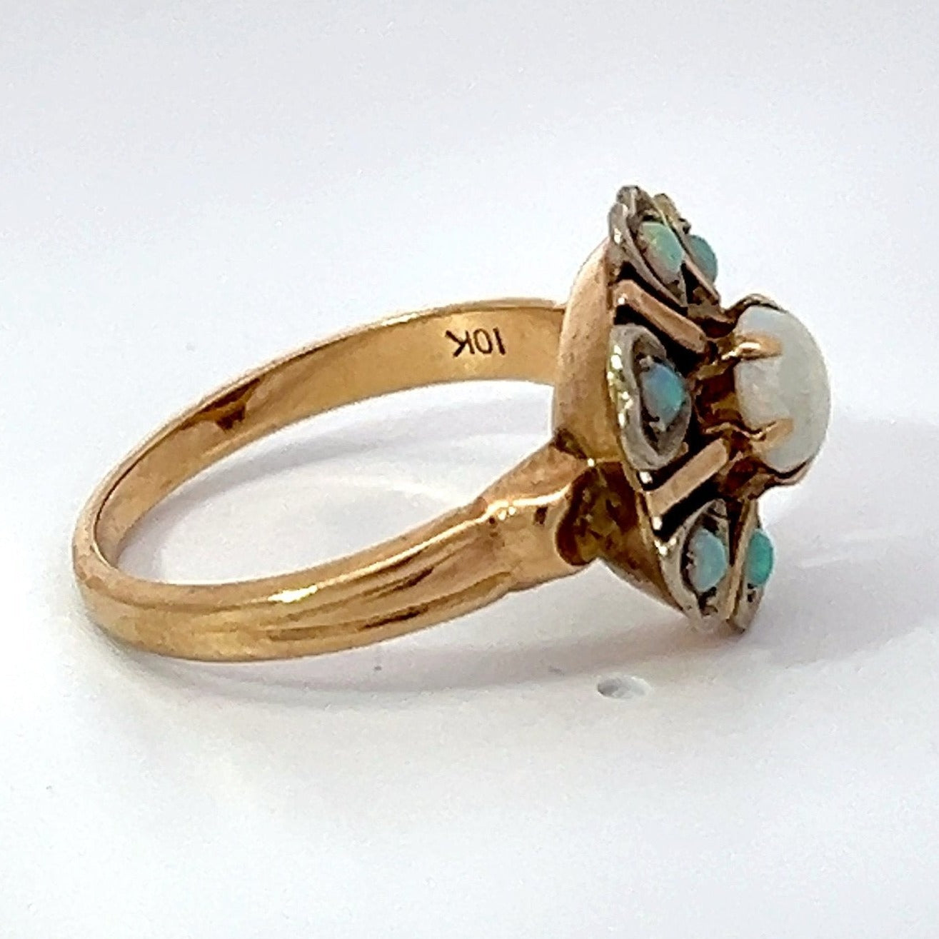 10k Gold Australian Opal Princess Ring w Heart Halo *Video*