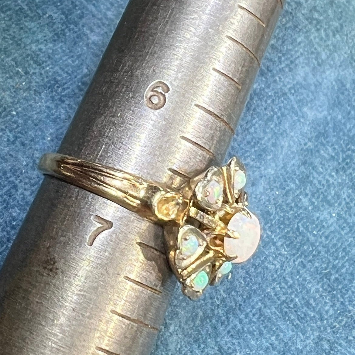 10k Gold Australian Opal Princess Ring w Heart Halo *Video*