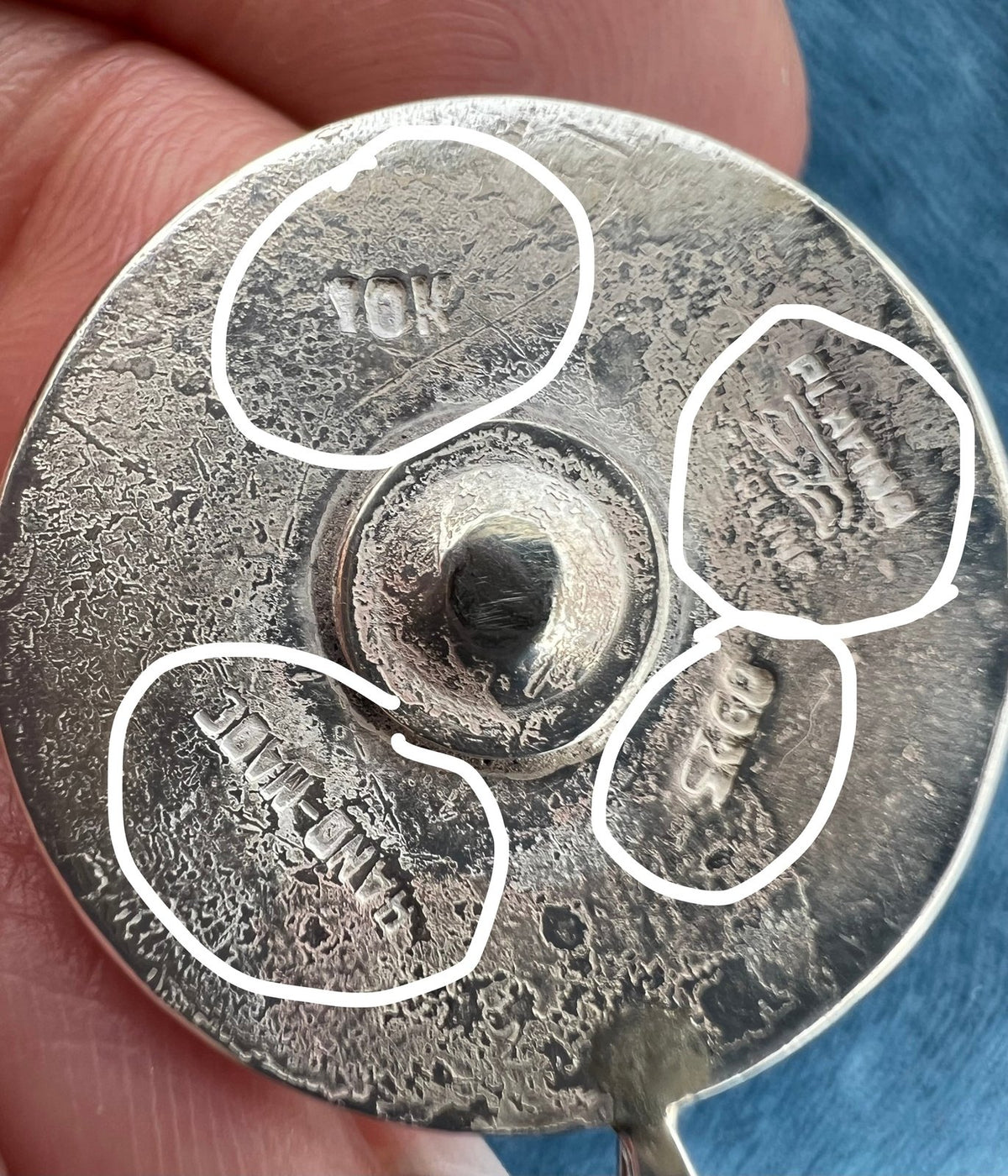 10k Gold Aztec Sunburst on Silver Disk Pendant. Mexico 1.2" + 6.5g L