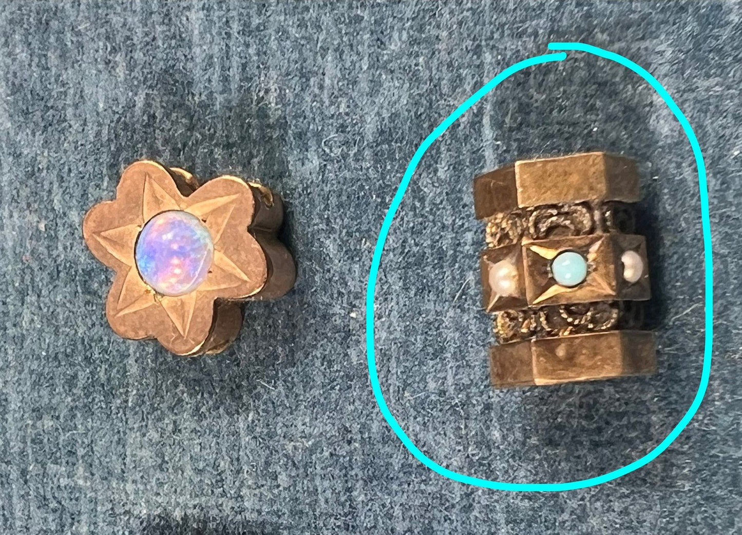 10k Gold Barrel Shape Gypsy-Set Turquoise Slide Charm Pendant *Video*