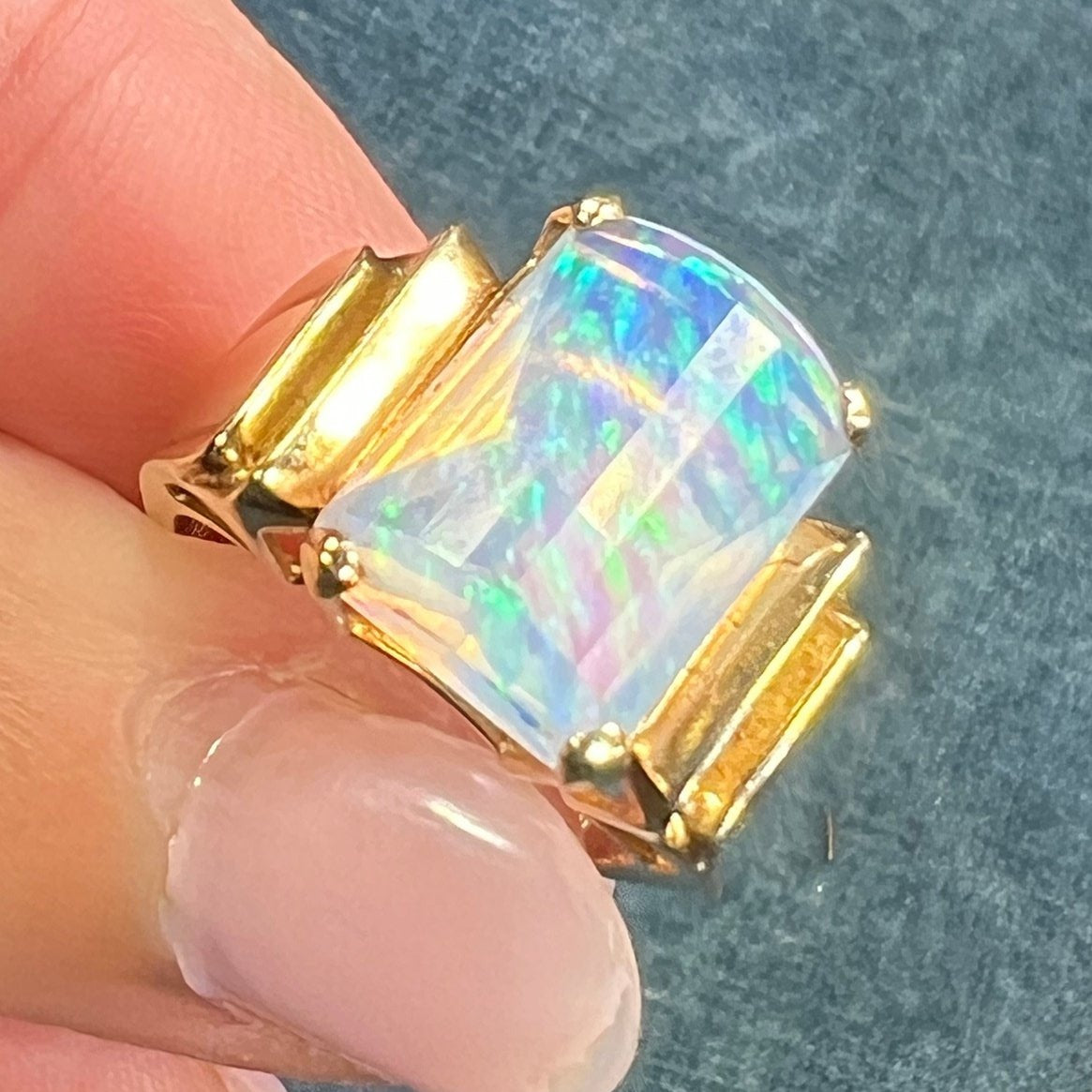 10k Gold Bello Jelly Opal Ring. Emerald Cut *VIDEO*