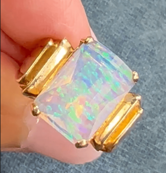 10k Gold Bello Jelly Opal Ring. Emerald Cut *VIDEO*