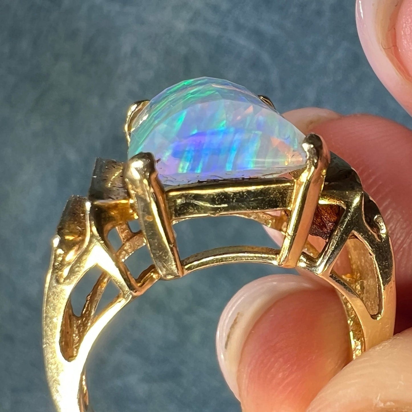 10k Gold Bello Jelly Opal Ring. Emerald Cut *VIDEO*