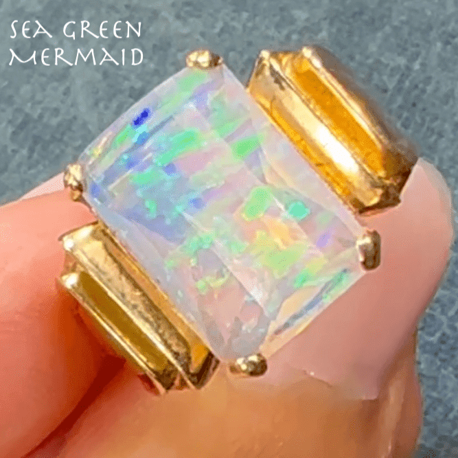 10k Gold Bello Jelly Opal Ring. Emerald Cut *VIDEO*