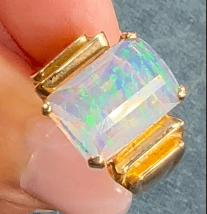 10k Gold Bello Jelly Opal Ring. Emerald Cut *VIDEO*