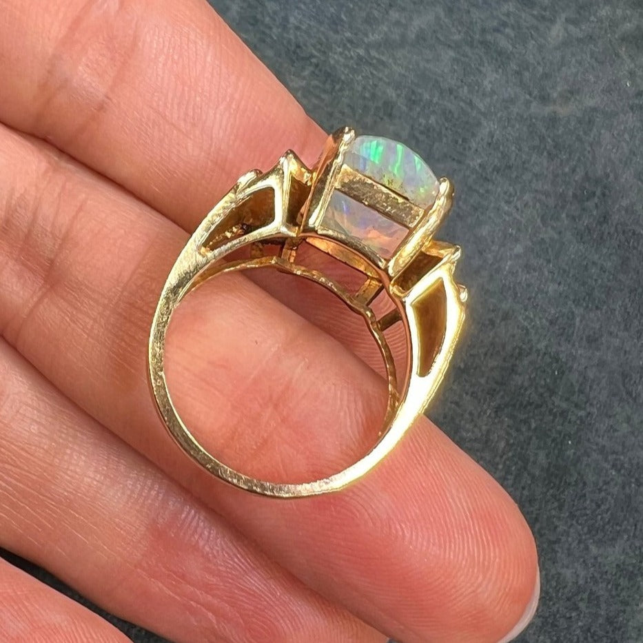 10k Gold Bello Jelly Opal Ring. Emerald Cut *VIDEO*