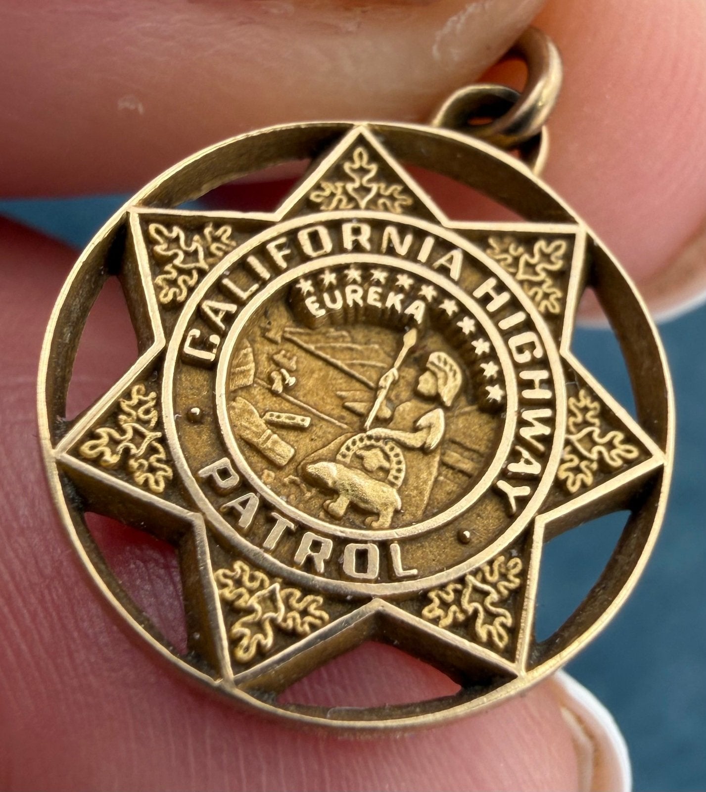 10k Gold CHiPs California Highway Patrol Police Badge Insignia Pendant