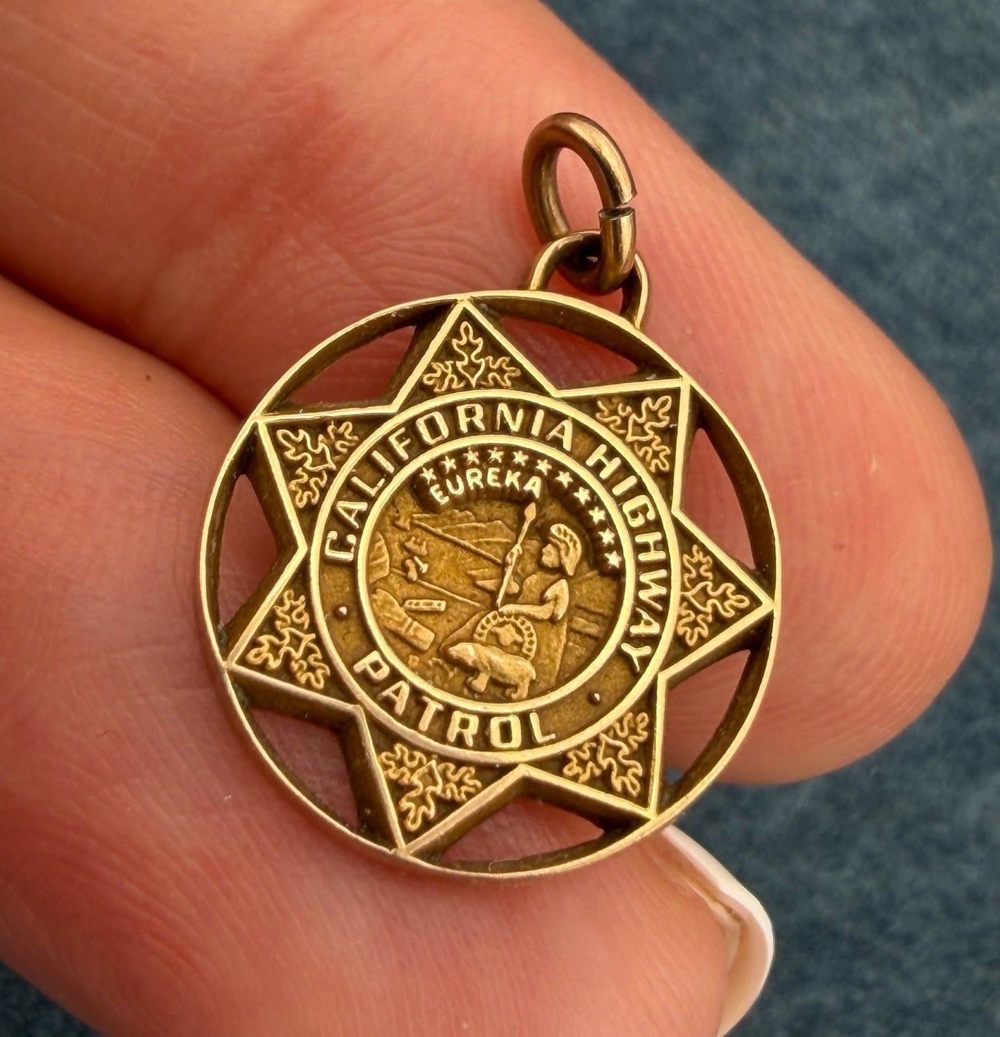 10k Gold CHiPs California Highway Patrol Police Badge Insignia Pendant