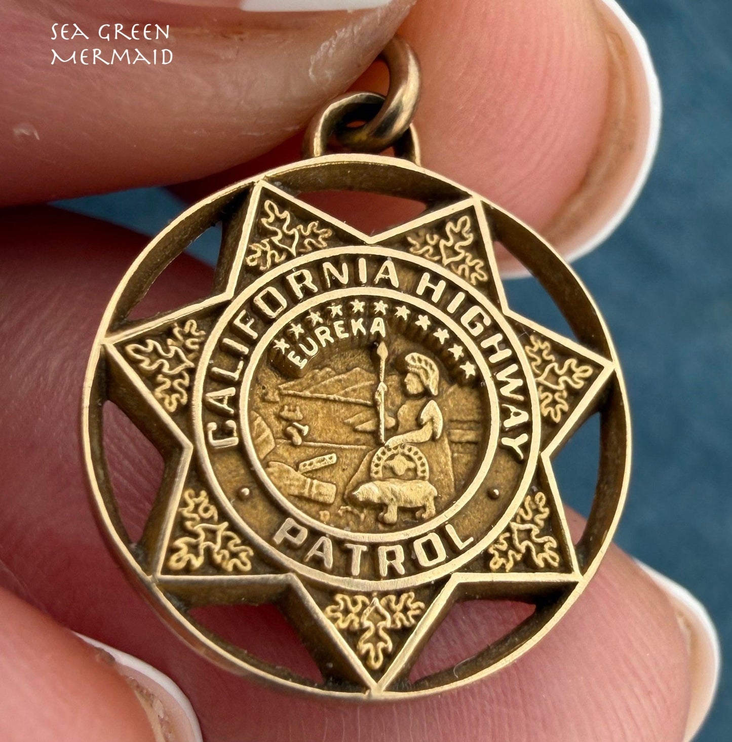 10k Gold CHiPs California Highway Patrol Police Badge Insignia Pendant