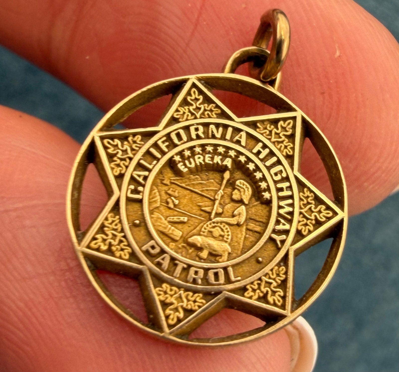 10k Gold CHiPs California Highway Patrol Police Badge Insignia Pendant