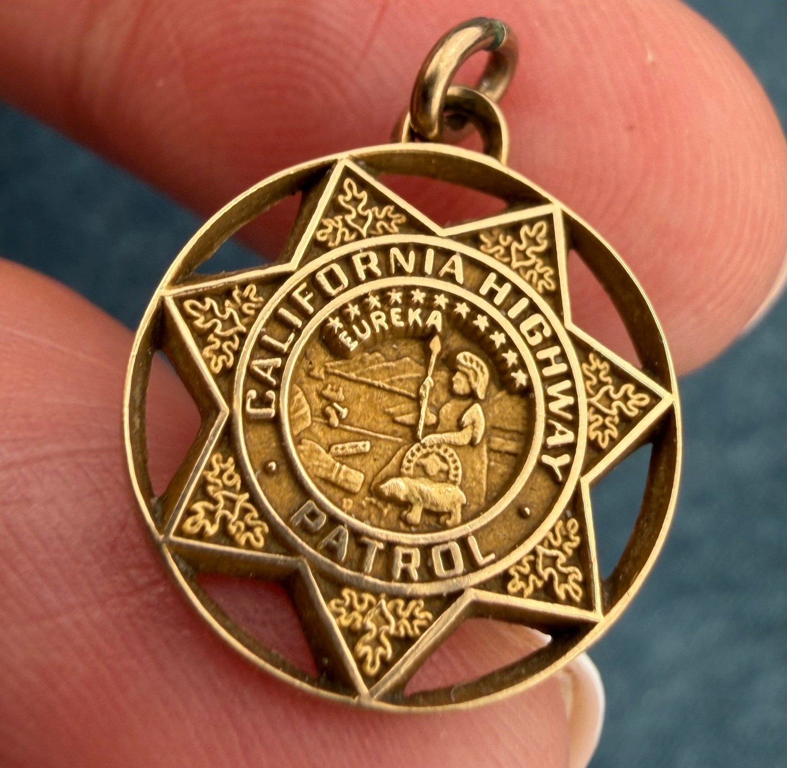 10k Gold CHiPs California Highway Patrol Police Badge Insignia Pendant