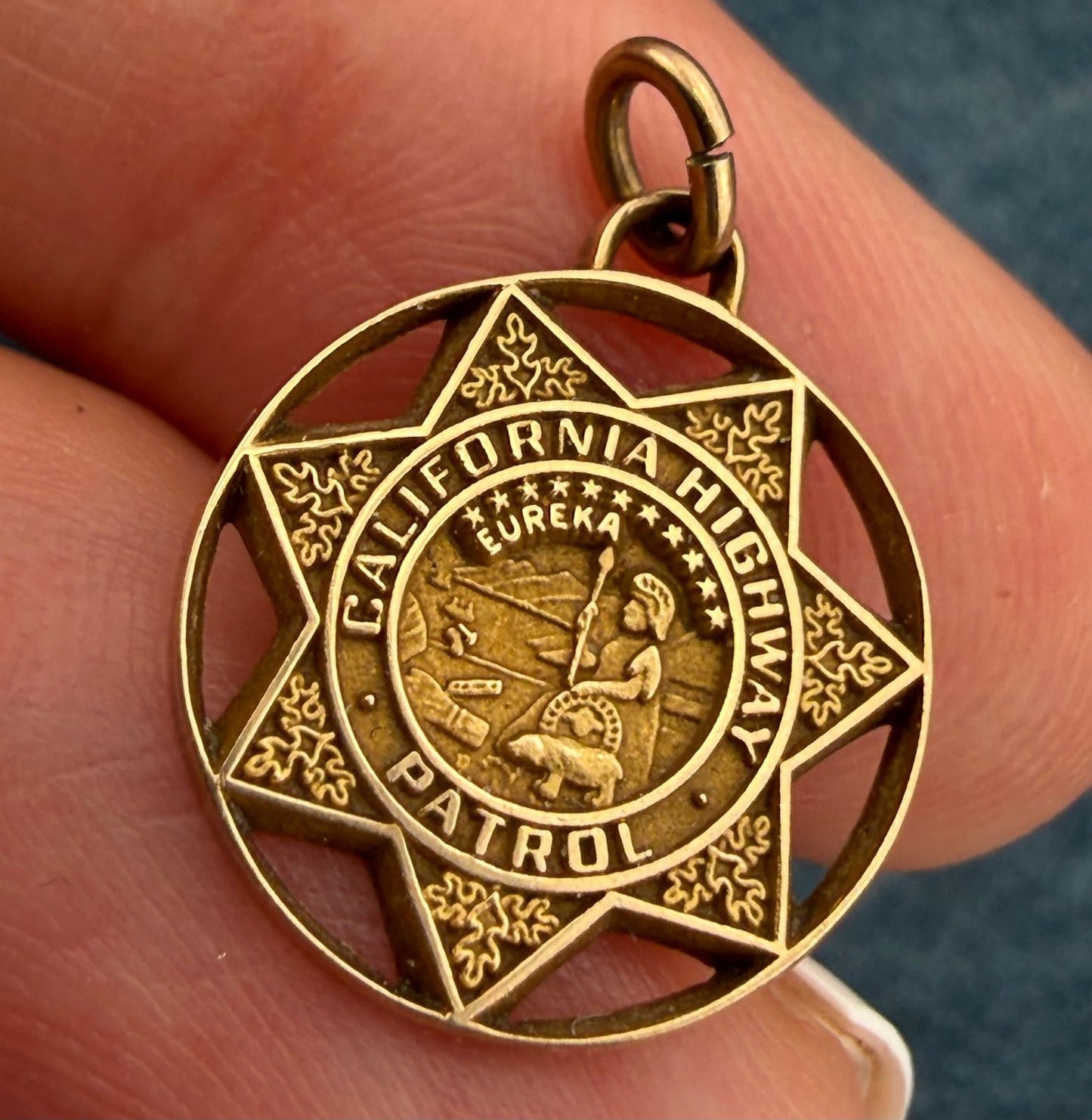 10k Gold CHiPs California Highway Patrol Police Badge Insignia Pendant