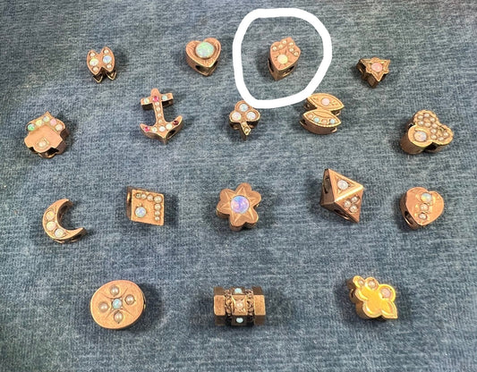 10k Gold Crowned Heart Gypsy-Set Opal Slide Charm Pendant *Video*