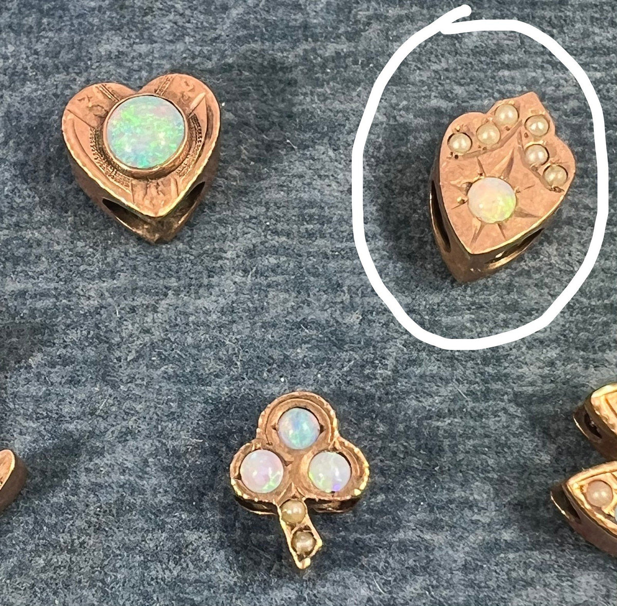 10k Gold Crowned Heart Gypsy-Set Opal Slide Charm Pendant *Video*