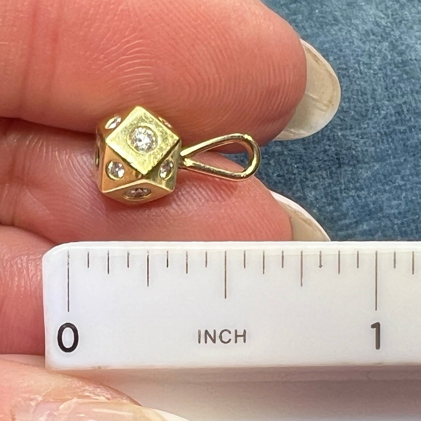 10k Gold Diamond 9-Side Diced Geometric Pendant. TINY! *Video*