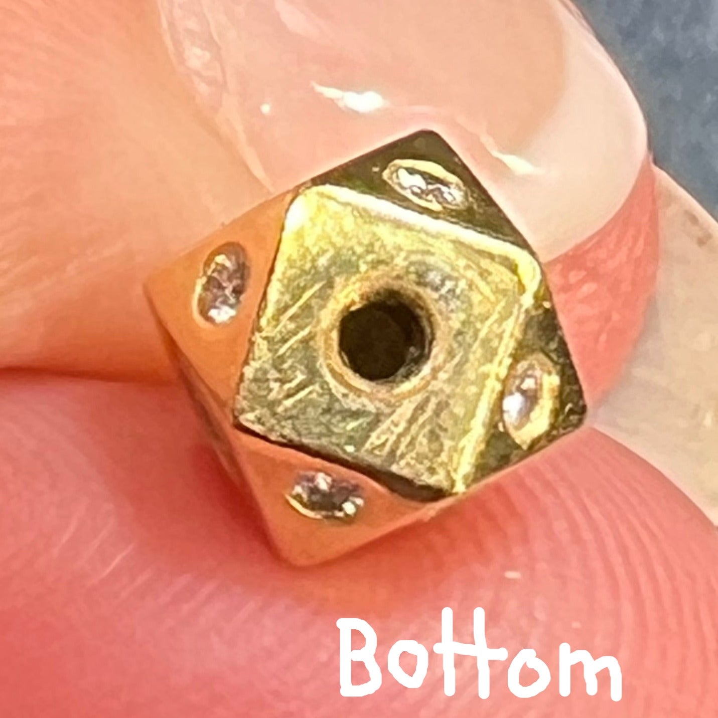 10k Gold Diamond 9-Side Diced Geometric Pendant. TINY! *Video*