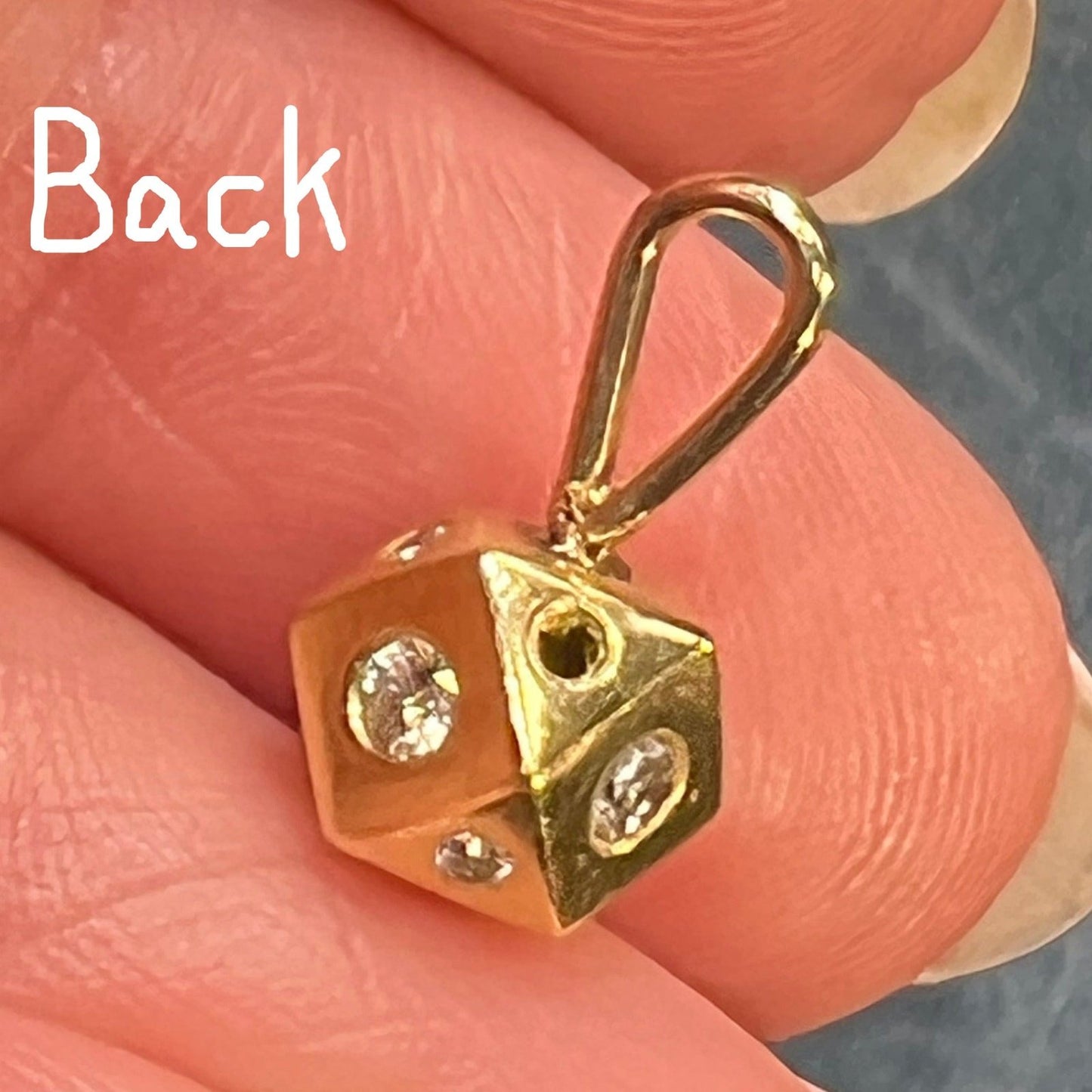 10k Gold Diamond 9-Side Diced Geometric Pendant. TINY! *Video*