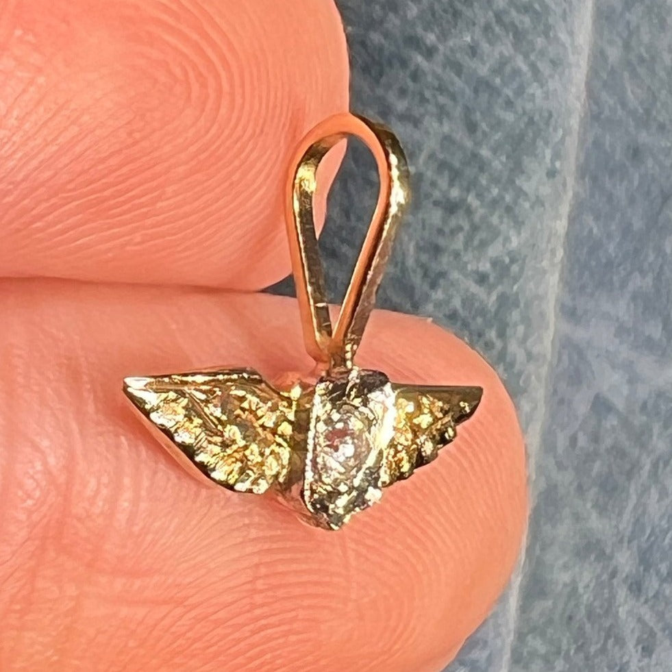 10k Gold Diamond Air Force Army Navy AVIATOR Badge Pendant. TINY!