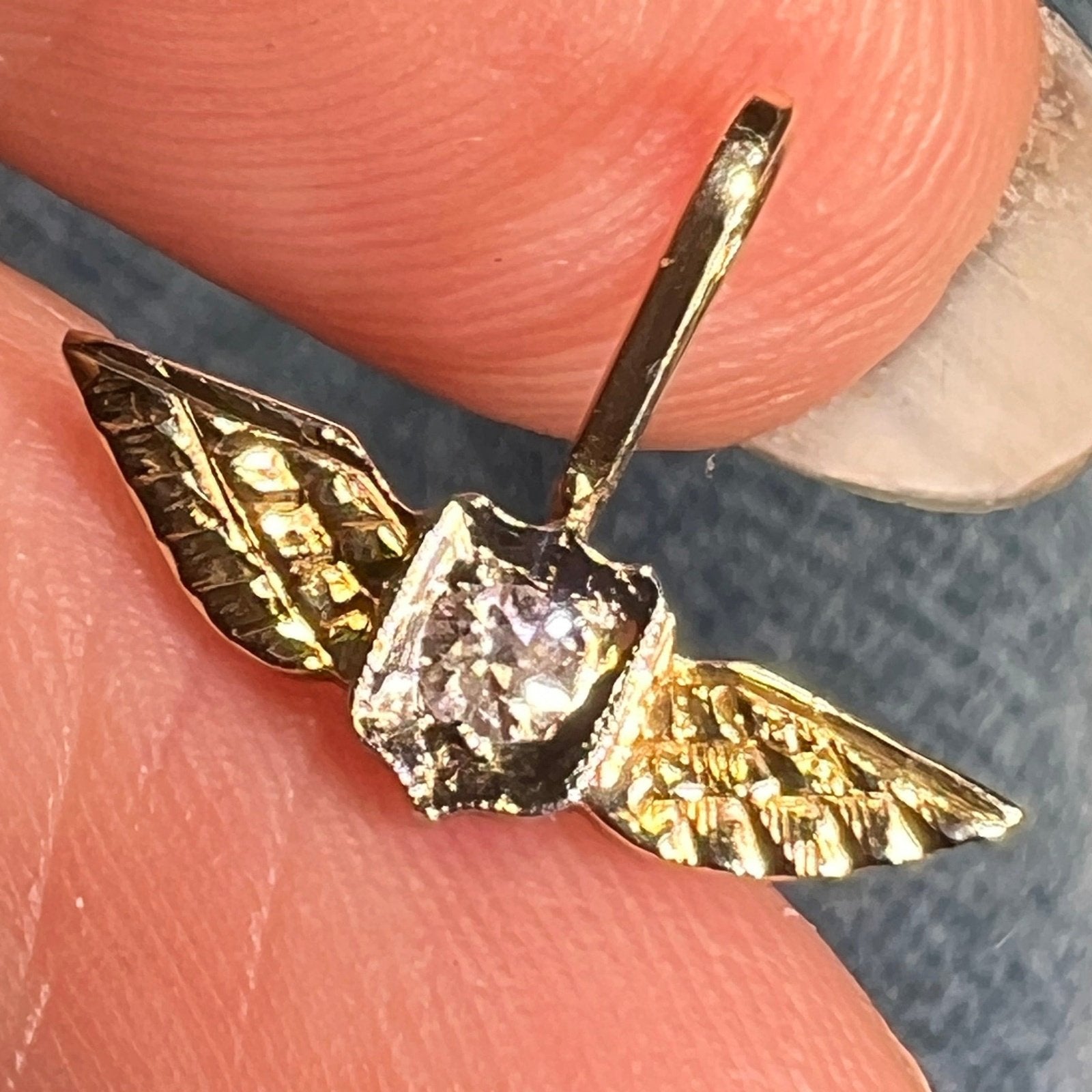 10k Gold Diamond Air Force Army Navy AVIATOR Badge Pendant. TINY!