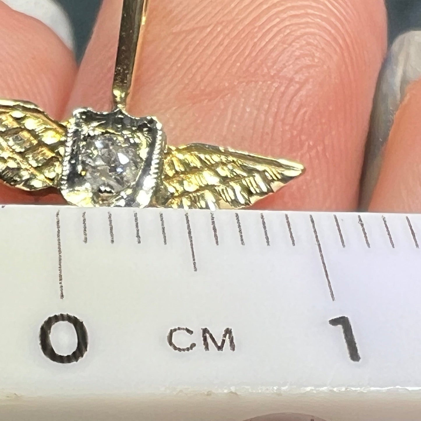 10k Gold Diamond Air Force Army Navy AVIATOR Badge Pendant. TINY!