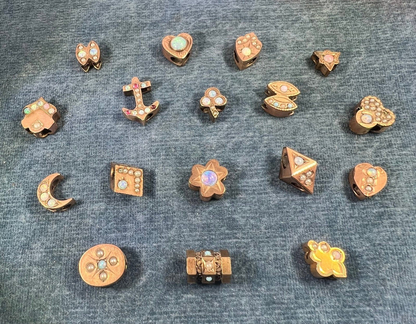 10k Gold Diamond Shape Gypsy-Set Opal Slide Charm Fob Pendant *Video*