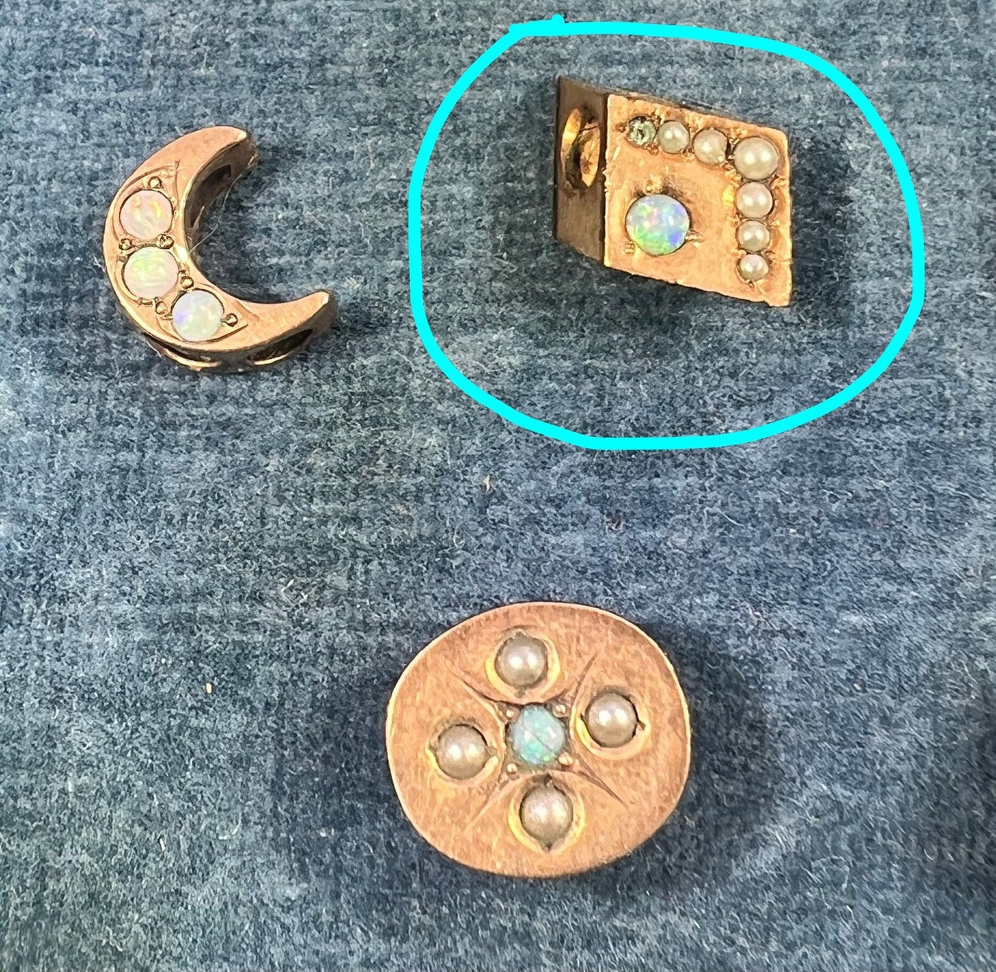 10k Gold Diamond Shape Gypsy-Set Opal Slide Charm Fob Pendant *Video*