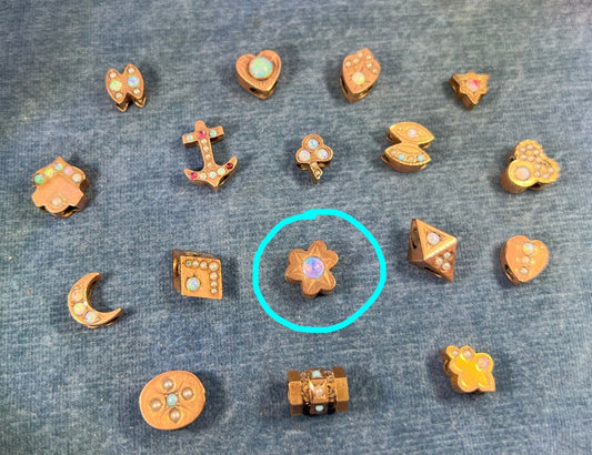 10k Gold Double Clover Gypsy-Set Opal Slide Charm Fob Pendant *Video*