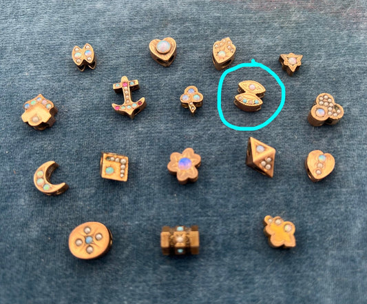 10k Gold Double Marquise Gypsy-Set Opal Slide Charm Pendant *Video*