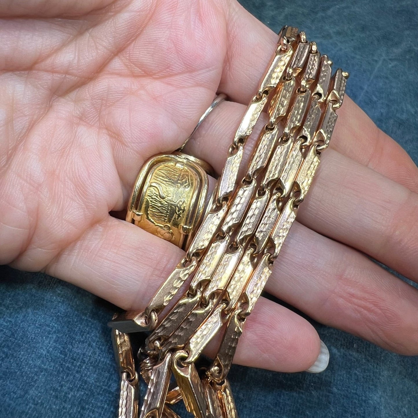 10k Gold Fancy Link Antique Watch Chain Necklace. 31" + 22g *Video*