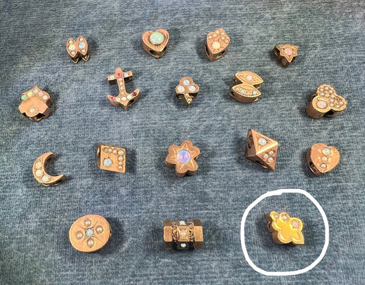 10k Gold Fleur De Lis Gypsy-Set Seed Pearls Slide Charm Pendant *Video*