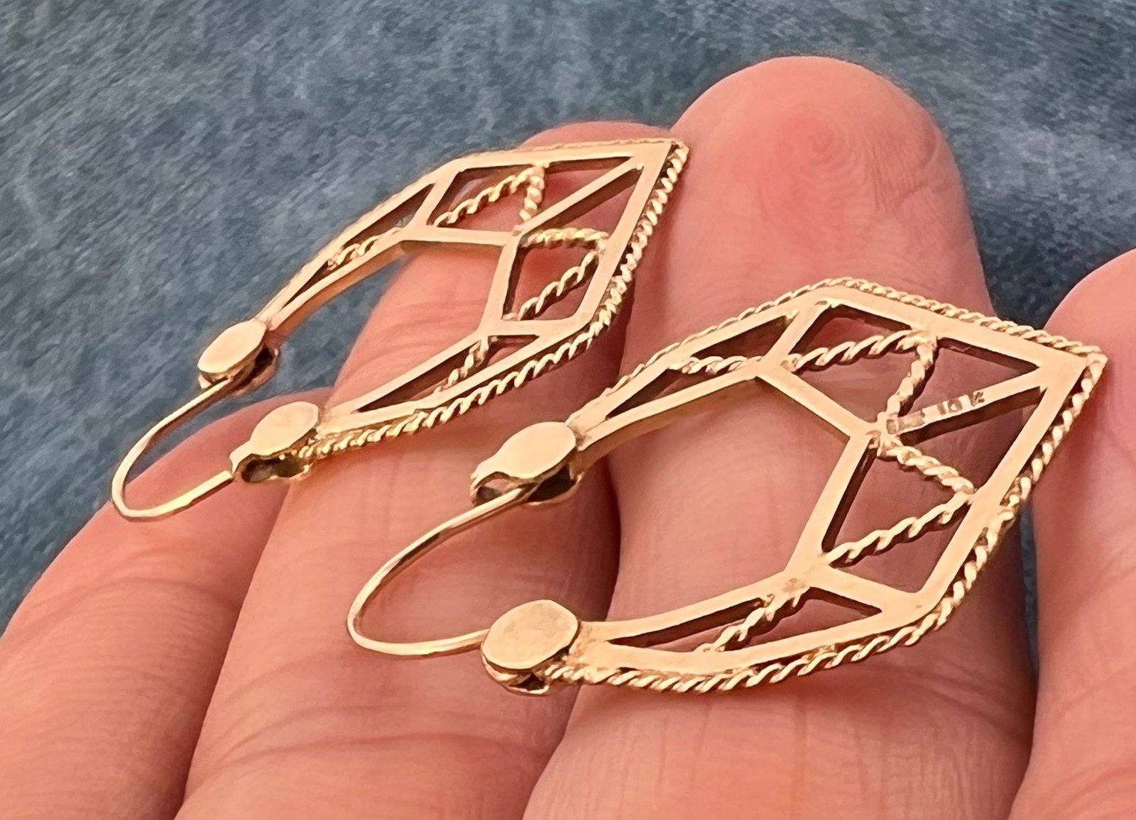 10k Gold Geometric Spiderweb Mandala Hoop Earrings. 14k Wires