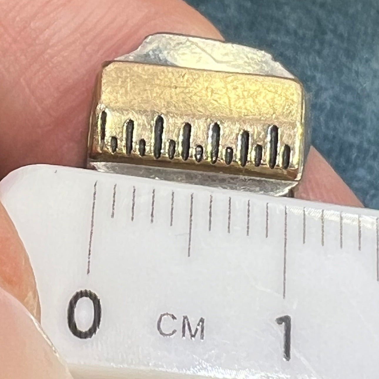 10k Gold "Golden Rule" Ruler on 925 Signet Ring. Crafter Knitter