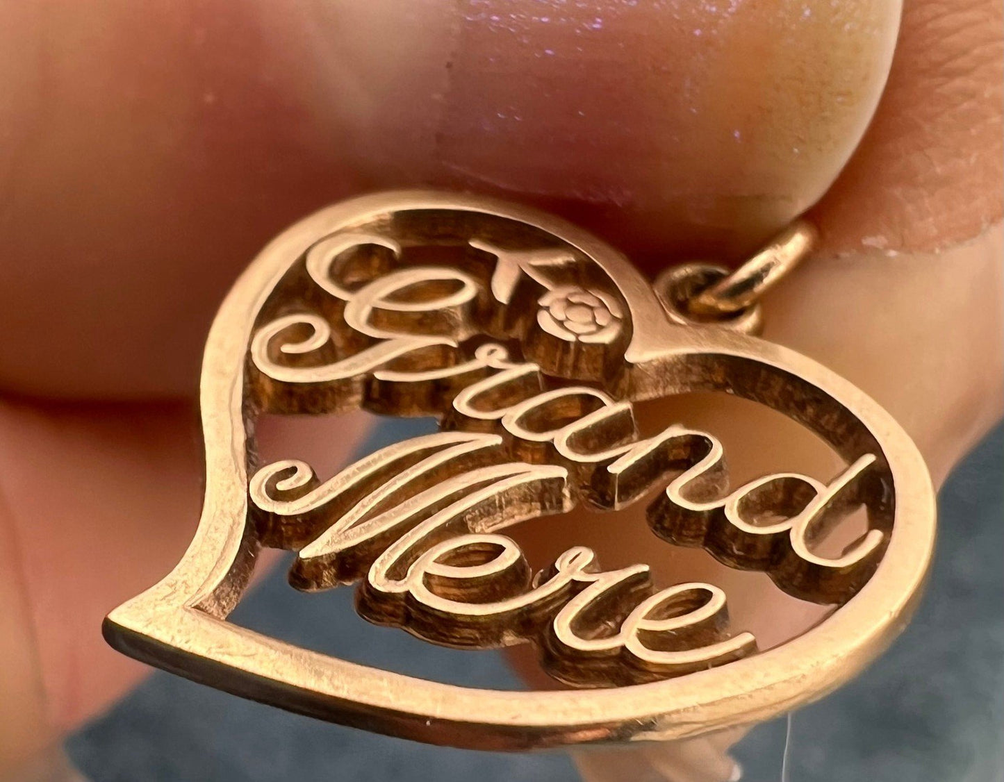 10k Gold "Grand-Mere" Pendant. French Grandmother Grandmere Grandma