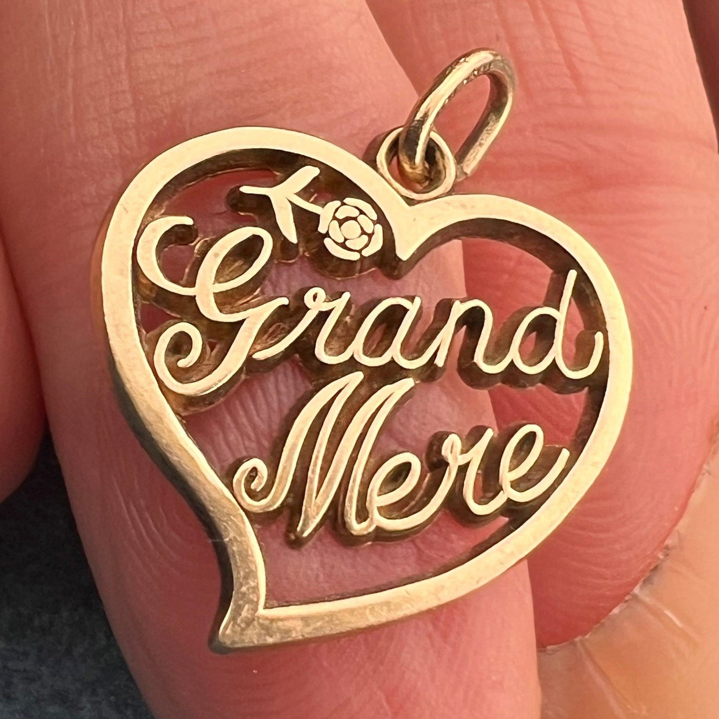 10k Gold "Grand-Mere" Pendant. French Grandmother Grandmere Grandma