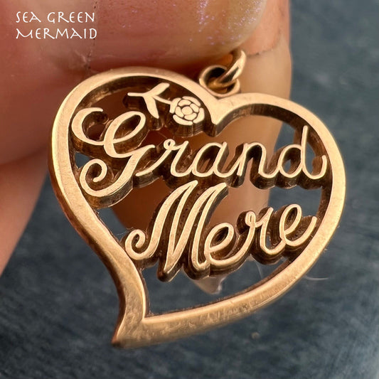 10k Gold "Grand-Mere" Pendant. French Grandmother Grandmere Grandma