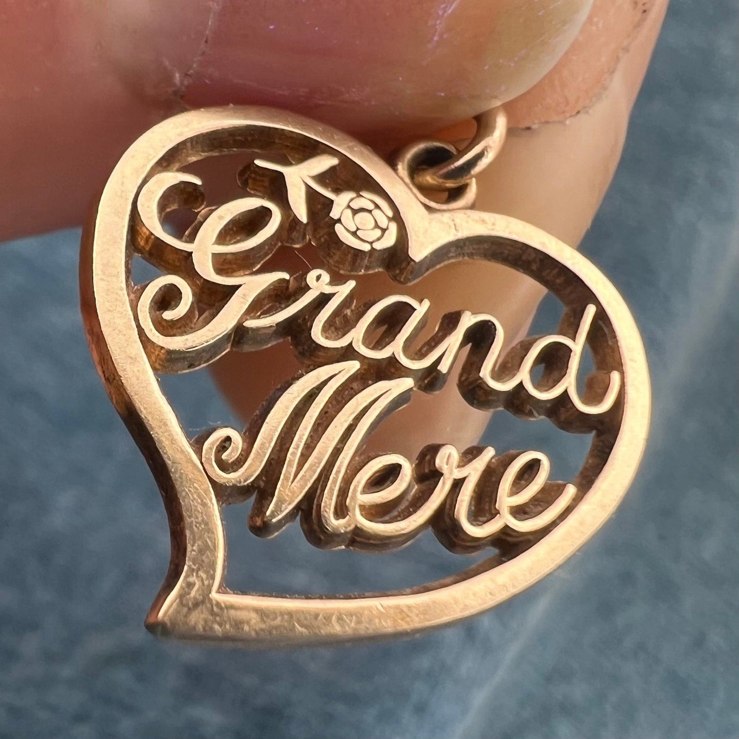 10k Gold "Grand-Mere" Pendant. French Grandmother Grandmere Grandma