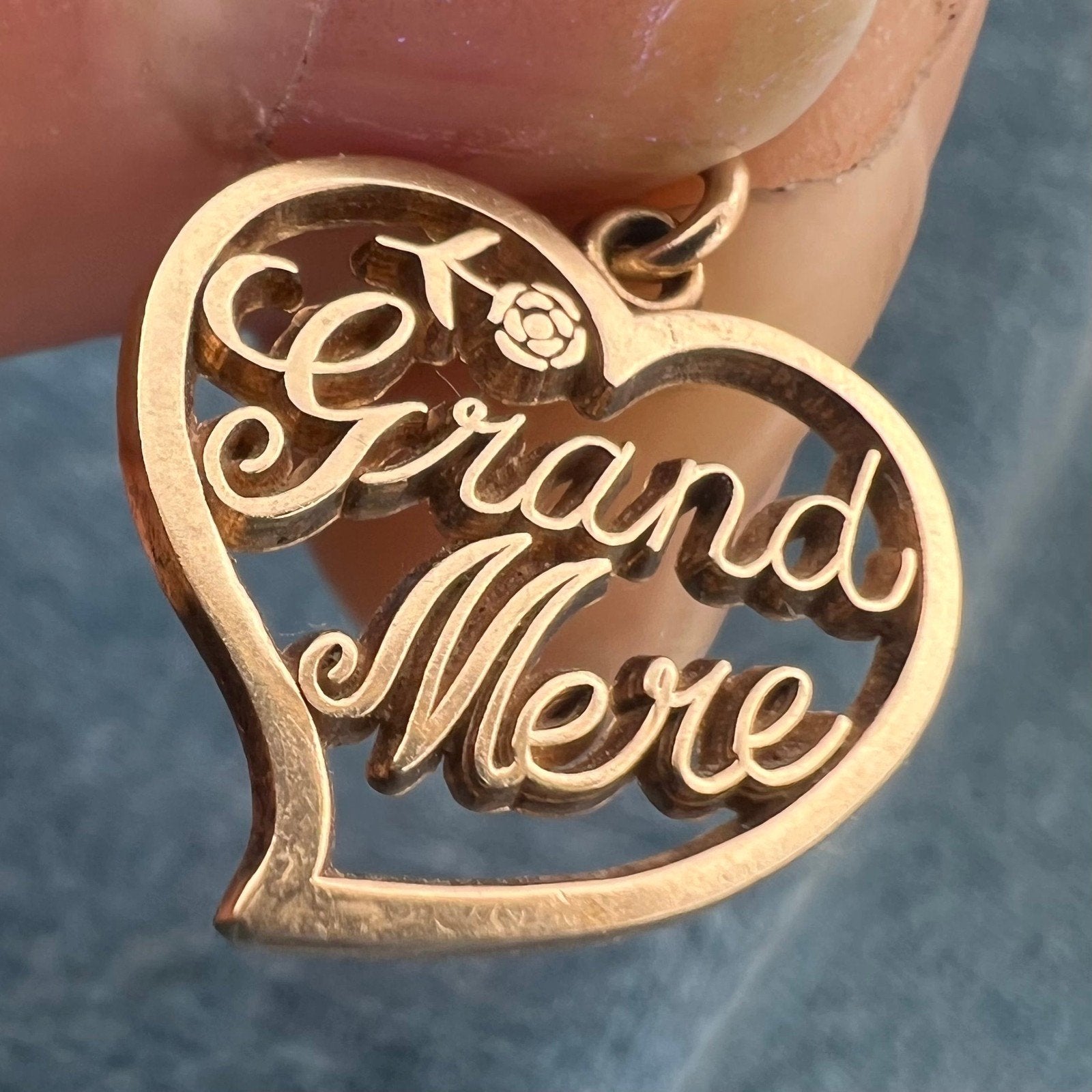 10k Gold "Grand-Mere" Pendant. French Grandmother Grandmere Grandma