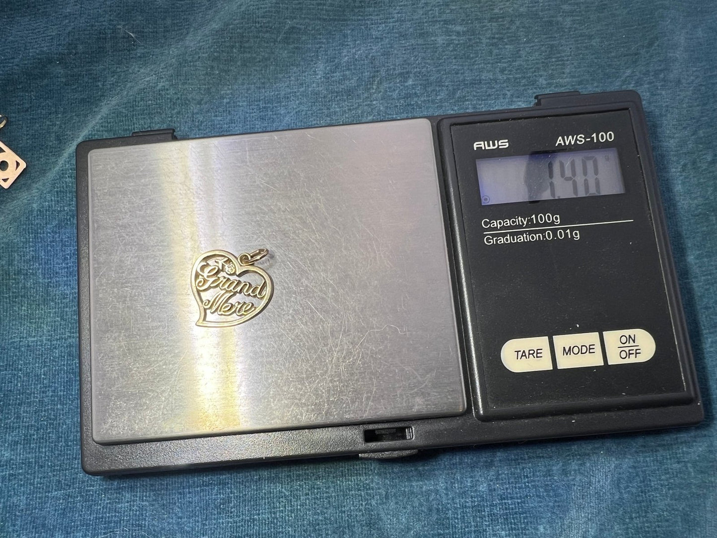 10k Gold "Grand-Mere" Pendant. French Grandmother Grandmere Grandma