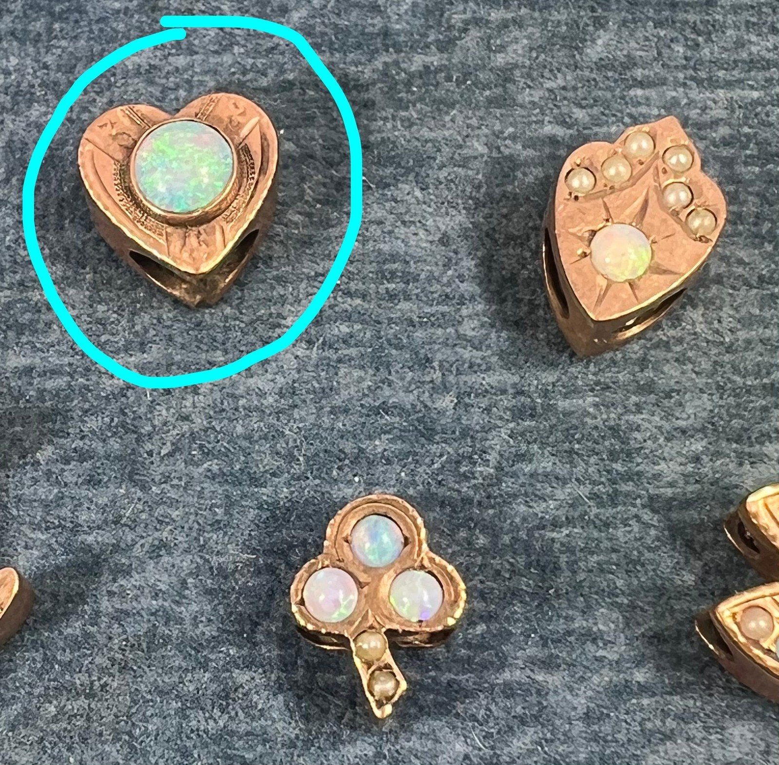 10k Gold Heart Bezel-Set Opal Slide Charm Fob Pendant *Video*