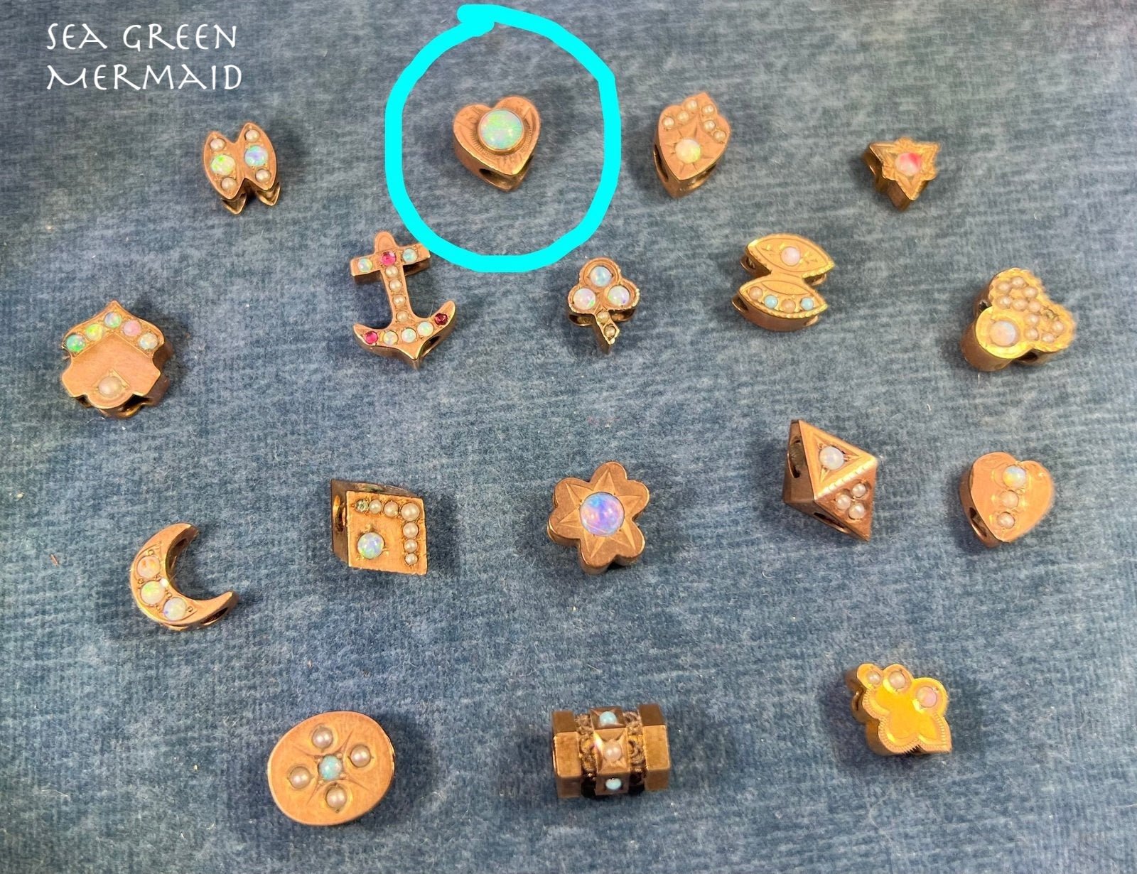 10k Gold Heart Bezel-Set Opal Slide Charm Fob Pendant *Video*