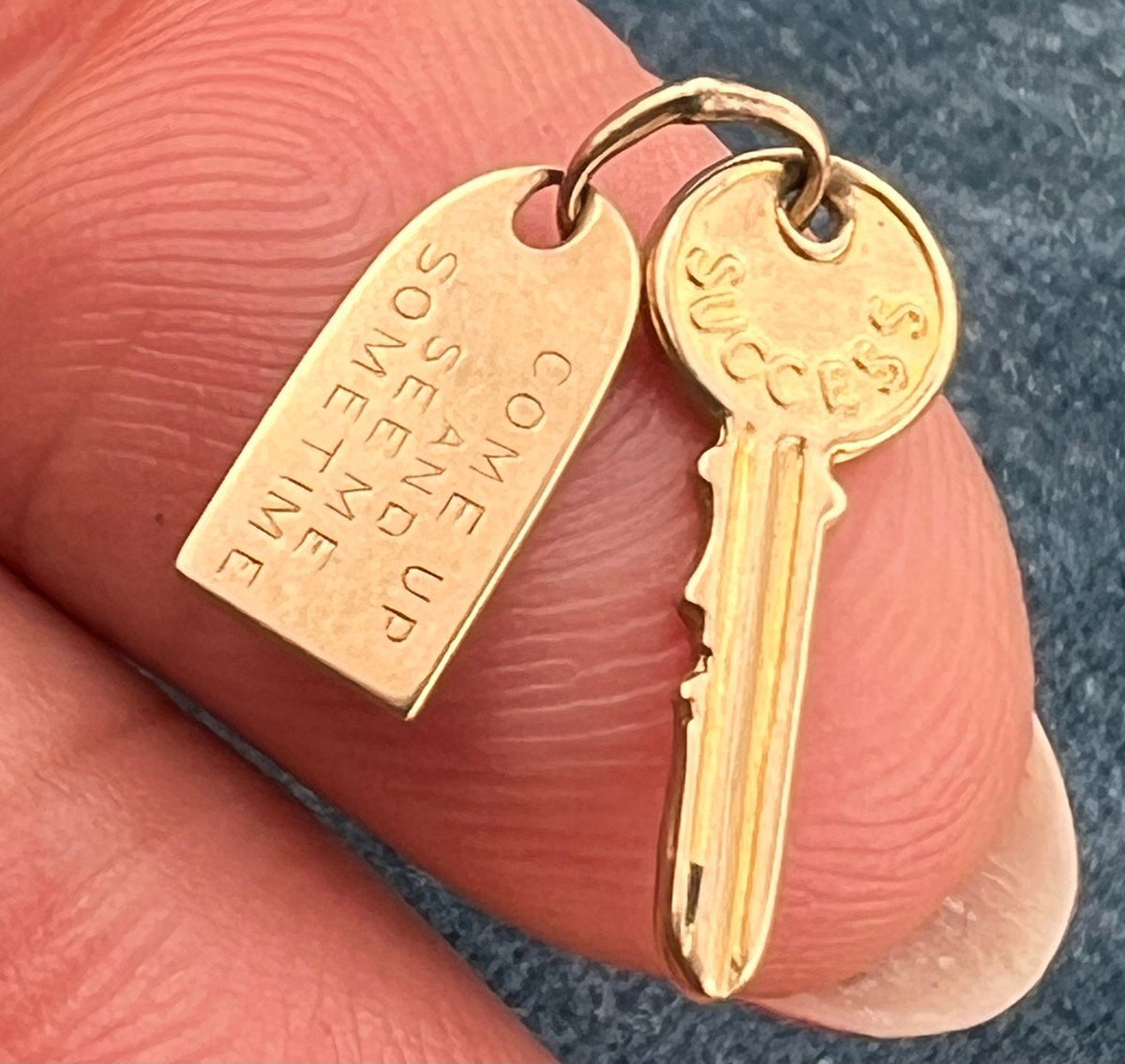 10k Gold Key Pendant. Come Up + See Me Some Time - Mae West