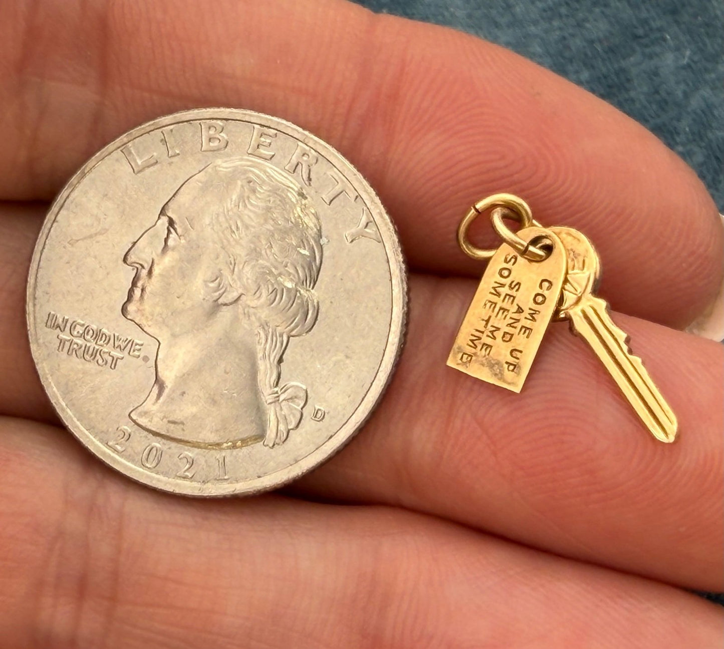 10k Gold Key Pendant. Come Up + See Me Some Time - Mae West