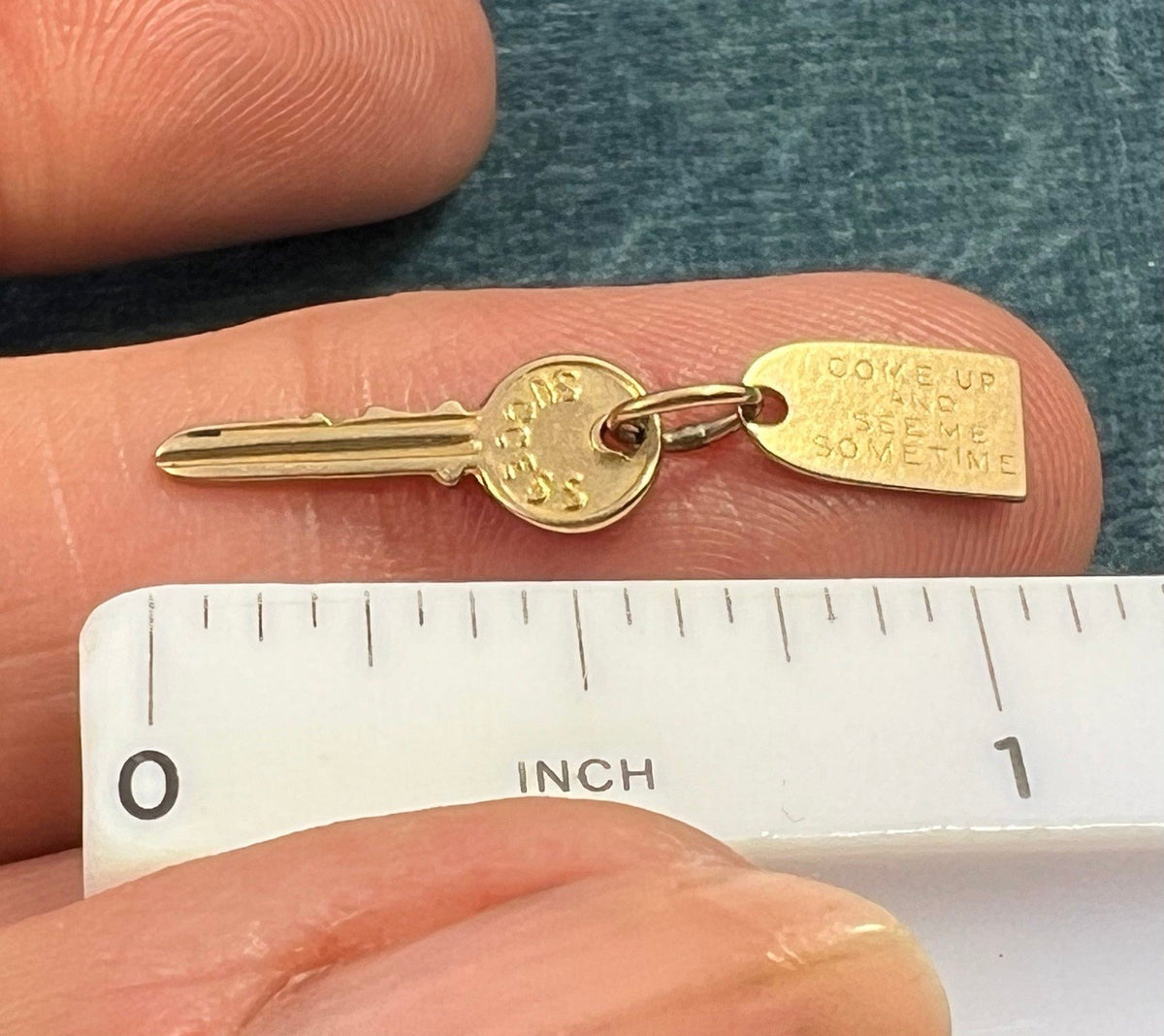 10k Gold Key Pendant. Come Up + See Me Some Time - Mae West