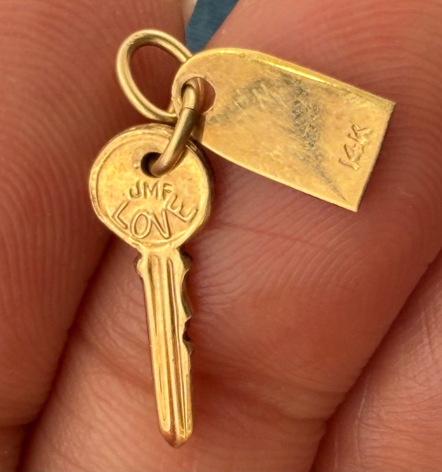 10k Gold Key Pendant. Come Up + See Me Some Time - Mae West