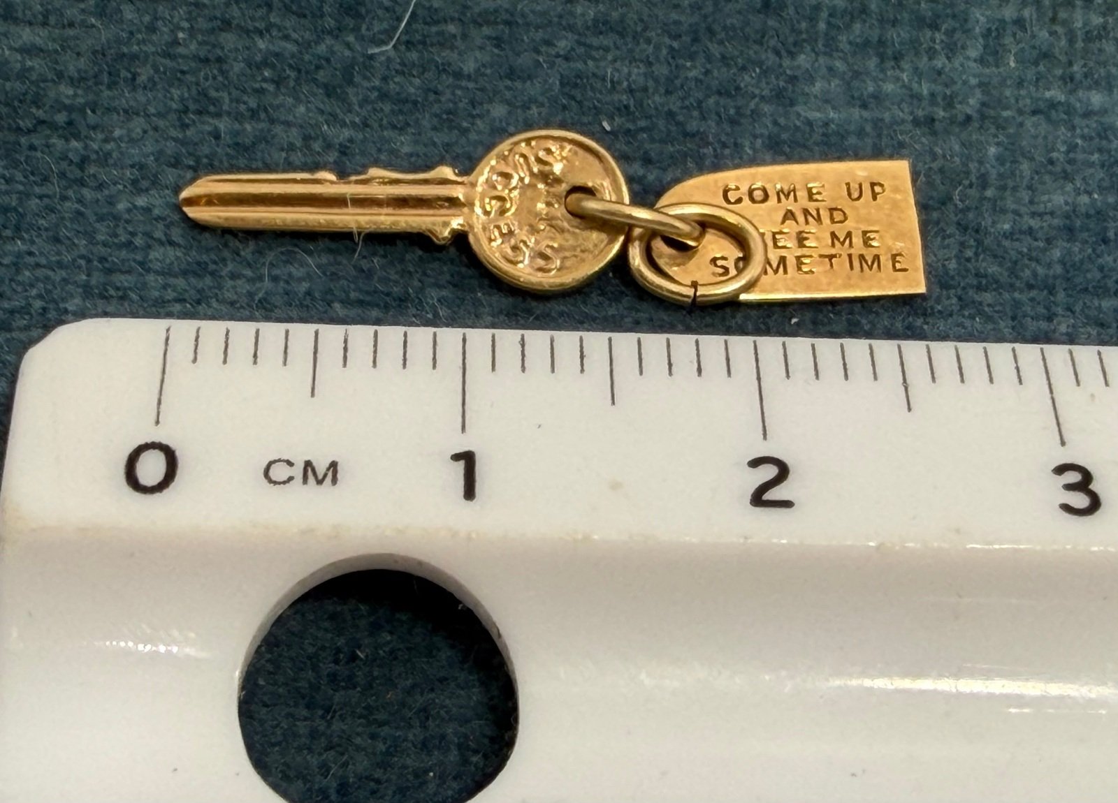 10k Gold Key Pendant. Come Up + See Me Some Time - Mae West