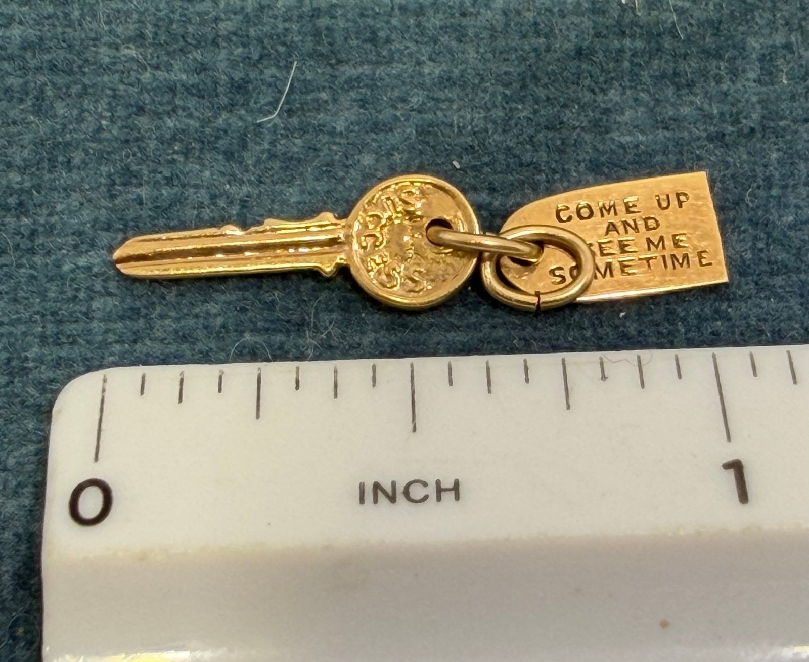 10k Gold Key Pendant. Come Up + See Me Some Time - Mae West